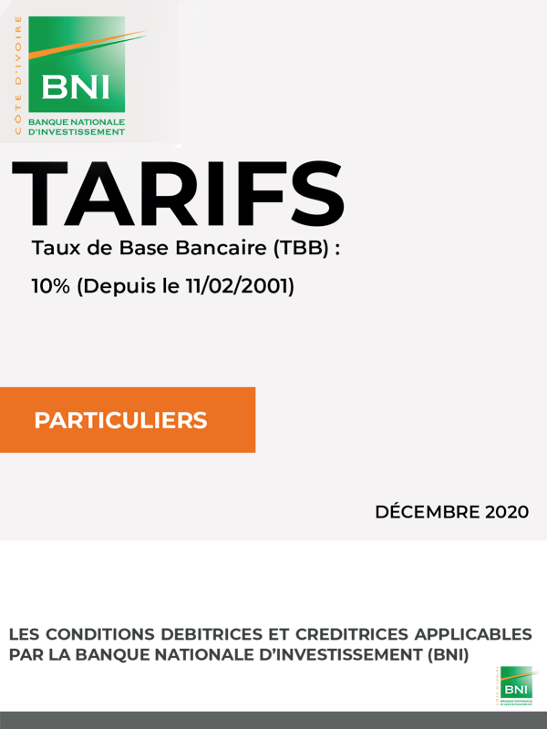 Conditions en vigueur - Tarifs appliqus aux Particuliers