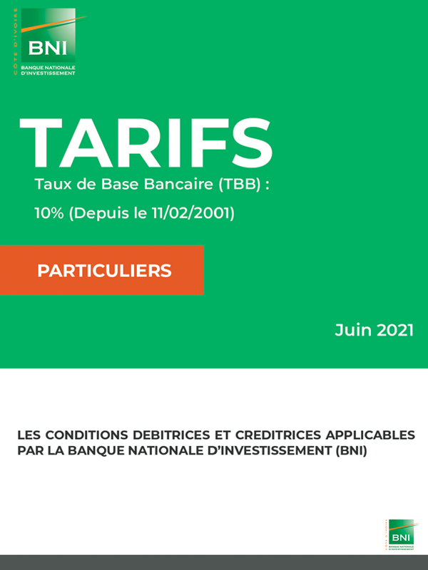 Conditions de banque particuliers juin 2021