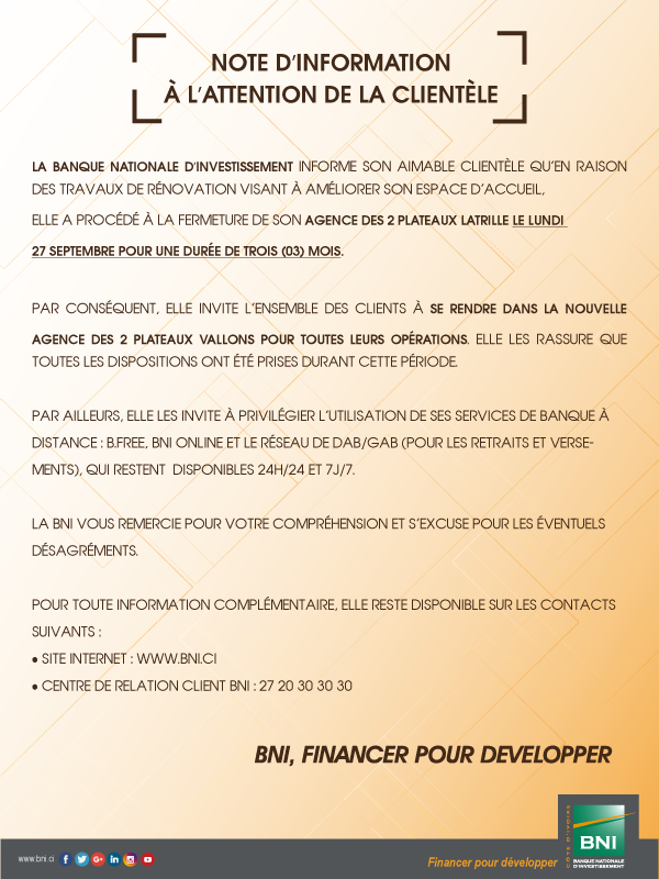 Fermeture agence des 2 plateaux Latrille