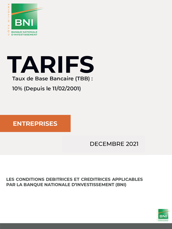 Conditions de banque entreprises dcembre 2021