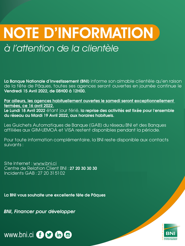 Note d'information Fte de Pques 2022