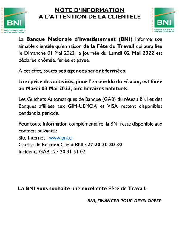 Note d'information Fte du Travail 2022