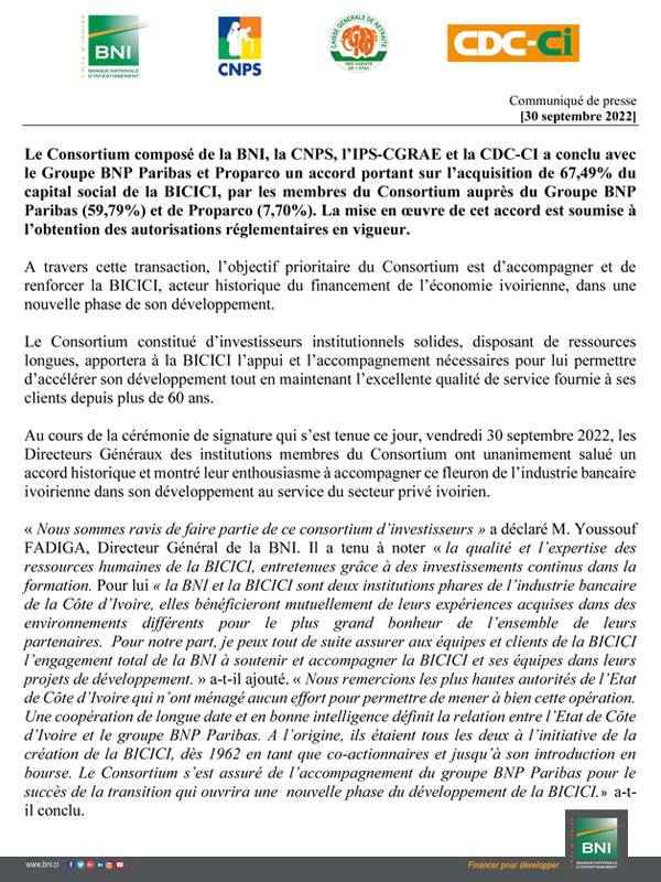 Communiqu de Presse