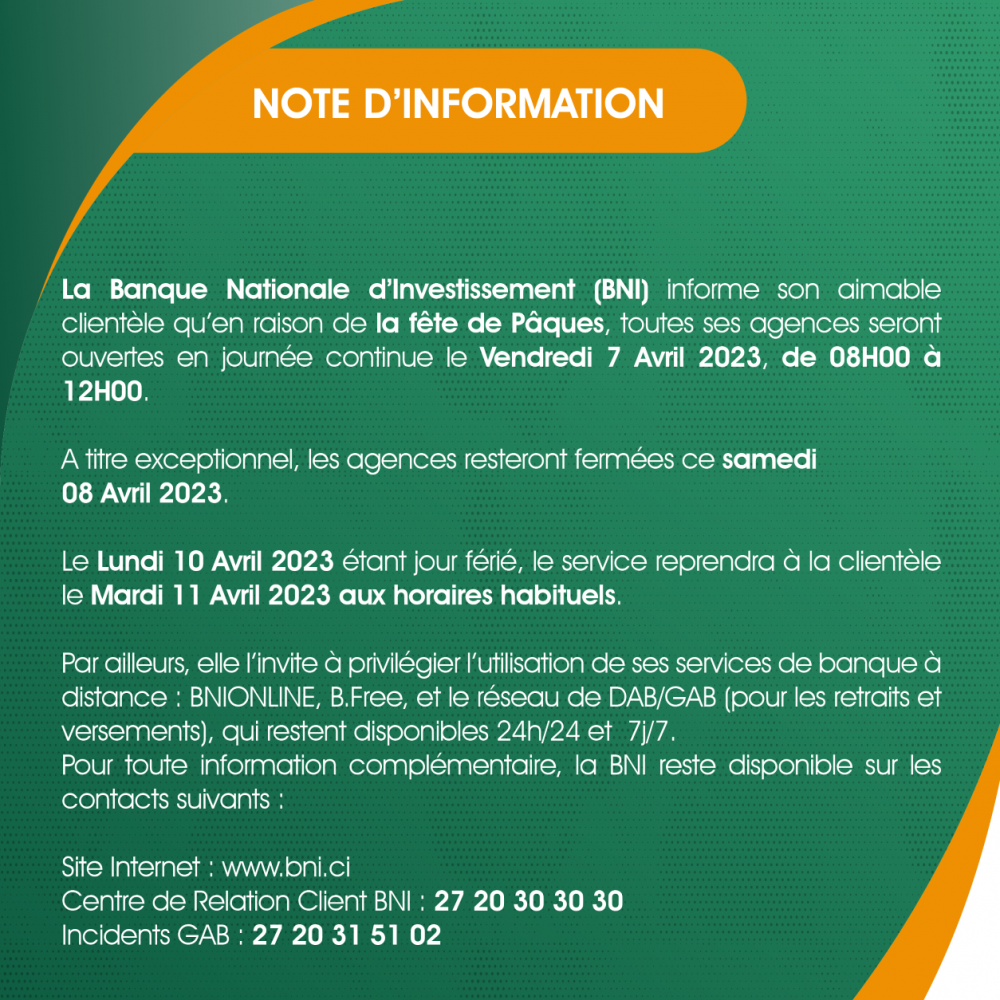 NOTE D'INFORMATION-FETE DE LA PAQUES 2023