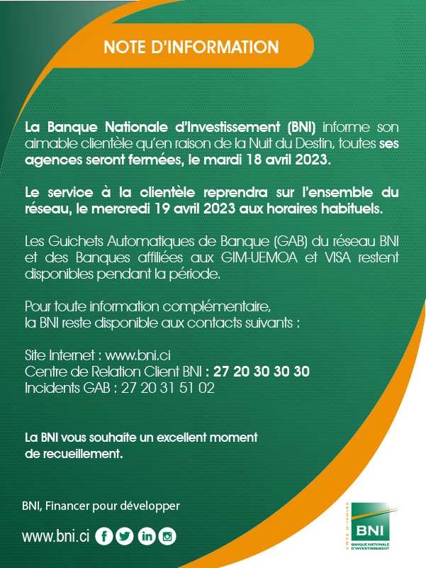 NOTE D'INFORMATION- RAMADAN 2023