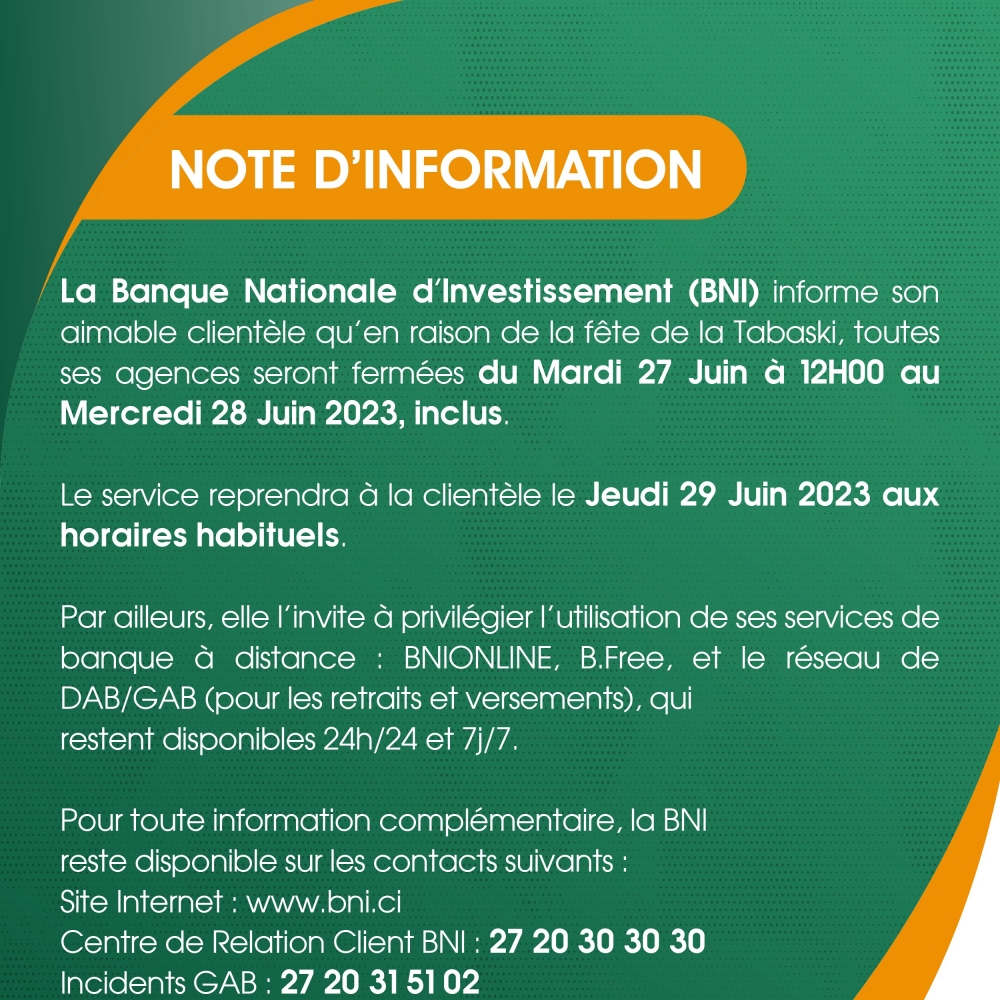 NOTE D'INFORMATION- TABASKI 2023
