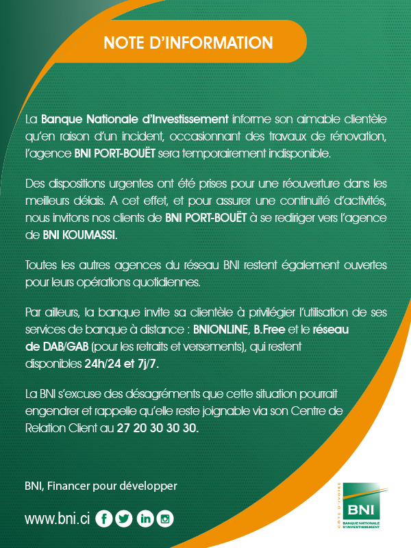 NOTE D''INFORMATION_INCIDETNT AGENCE DE PORT BOUET