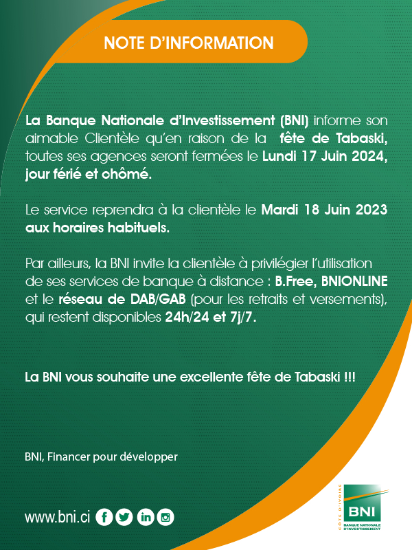 NOTE D'INFORMATION FETE DE LA TABASKI