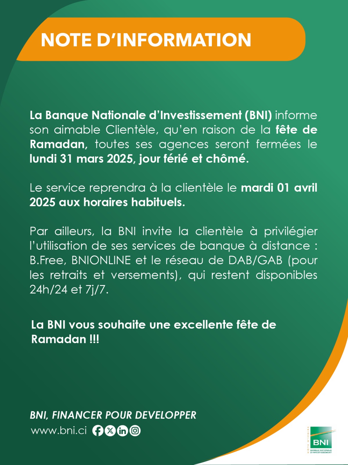 NOTE D'INFORMATION RAMADAN 2025