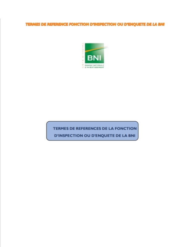 TERMES DE REFERENCES FONCTION D'INSPECTION OU D'ENQUETE