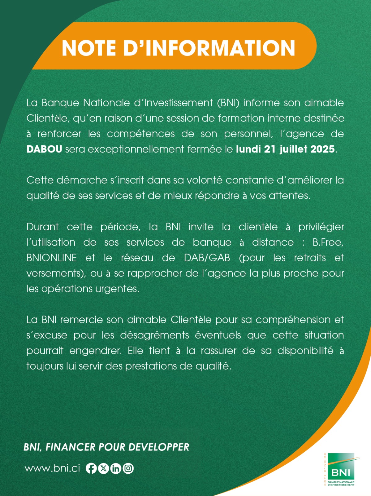NOTE D'INFORMATION DABOU