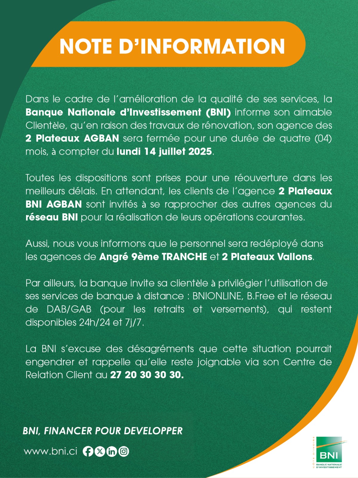 NOTE D'INFORMATION AGBAN