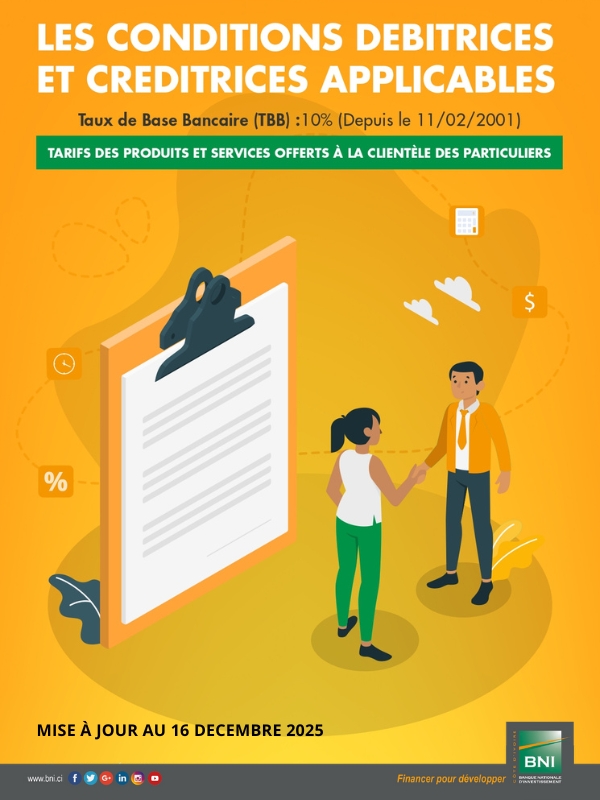 CONDITIONS DE BANQUE POUR LES PARTICULIERS (MAJ 16 D�CEMBRE  2025)